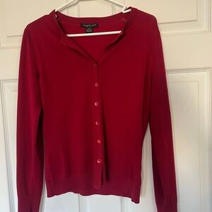 ✨ August Silk Red Cardigan – Size Medium ❤️